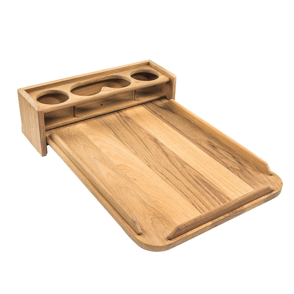 Whitecap Teak Drinkholder wRemovable Cockpit Table Top  Holds 4 Glasses 61394C