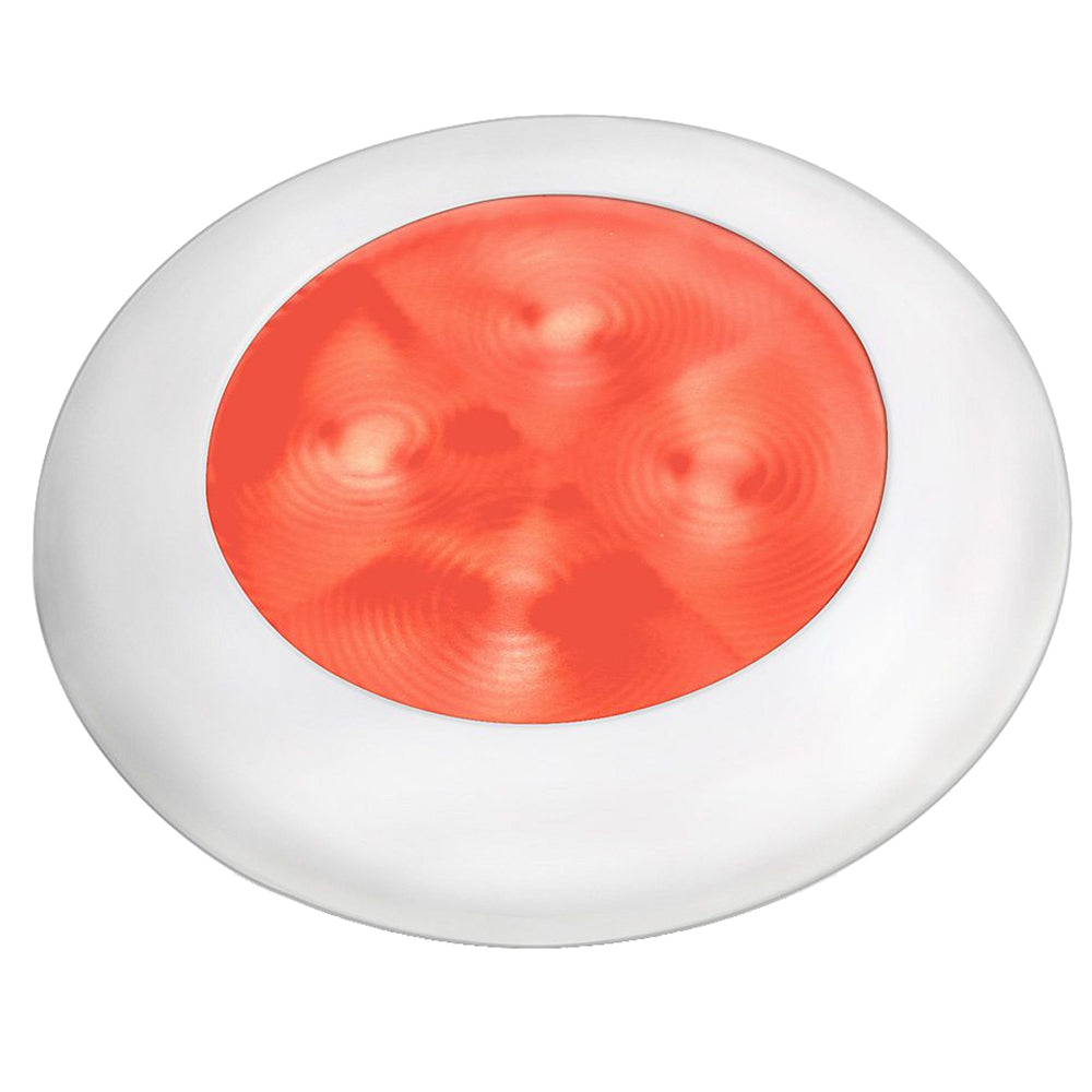 Hella Marine Slim Line LED Enhanced Brightness Round Courtesy Lamp  Red LED  White Plastic Bezel  12V 980507241