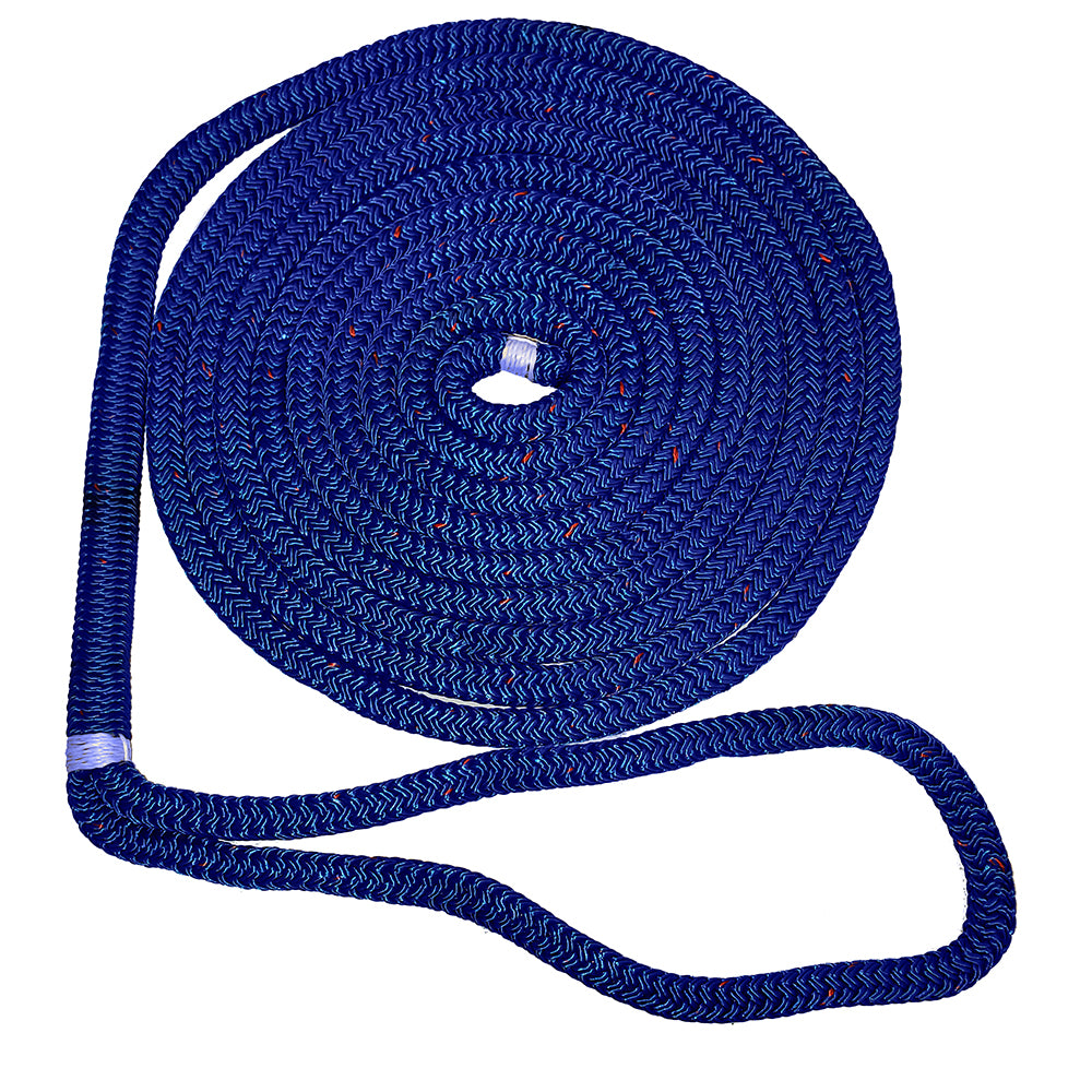 New England Ropes 58 Double Braid Dock Line  Blue wTracer  15 C50532000015