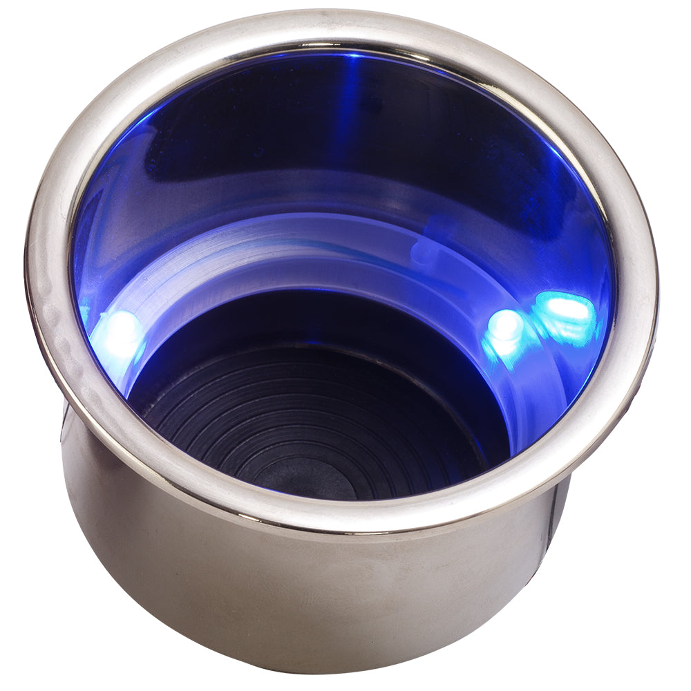 SeaDog LED Flush Mount Combo Drink Holder wDrain Fitting  Blue LED 5880741