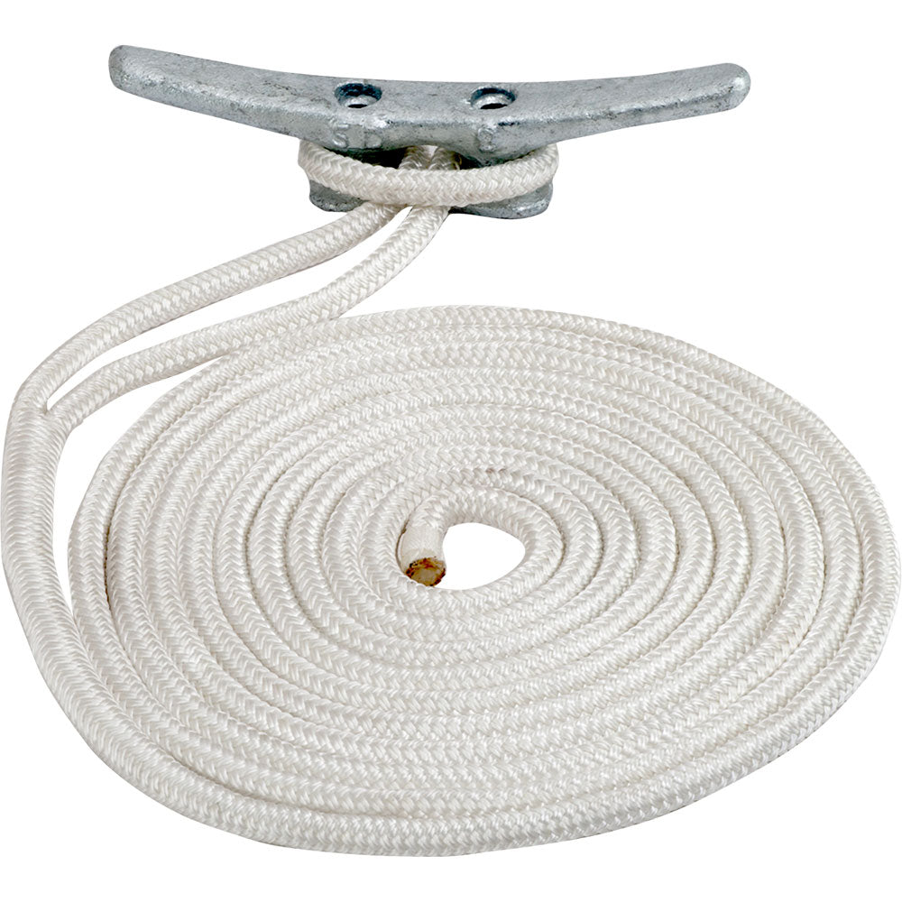 SeaDog Double Braided Nylon Dock Line  38 x 10  White 302110010WH1