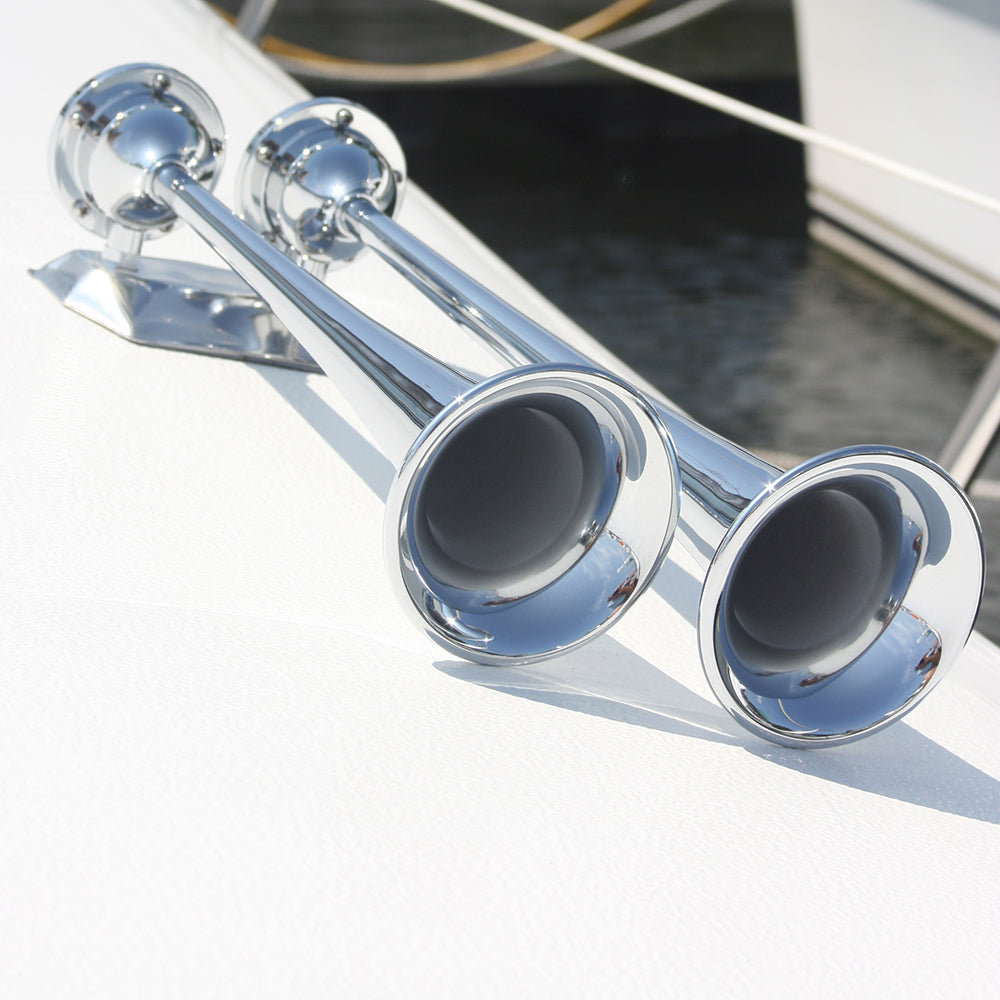 Marinco 12V Chrome Plated Dual Trumpet Air Horn 10106