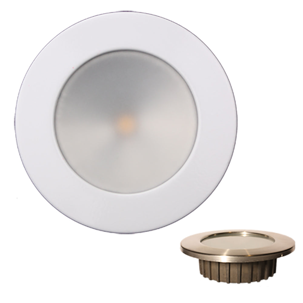 Lunasea Gen3 Warm White RGBW Full Color 35 IP65 Recessed Light wWhite Stainless Steel Bezel  12VDC LLB46RG3AWH