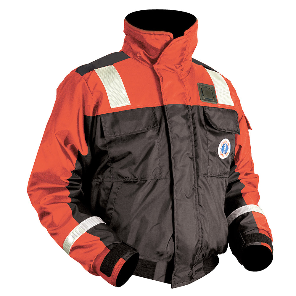 Mustang Classic Flotation Bomber Jacket wReflective Tape  OrangeBlack  Large MJ6214T133L206